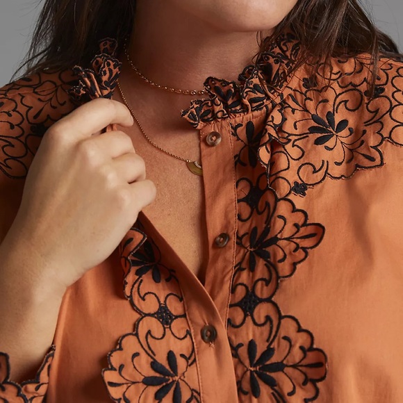 NWT Anthropologie Scalloped Embroidered Blouse 20w - Picture 2 of 4